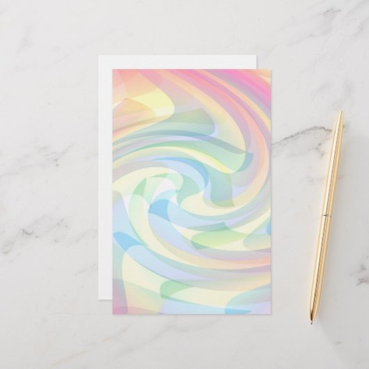 Papeterie Couleurs douces Pastel Swirl Jaune Rose Bleu Abstr (Devant/Arrière en situation)