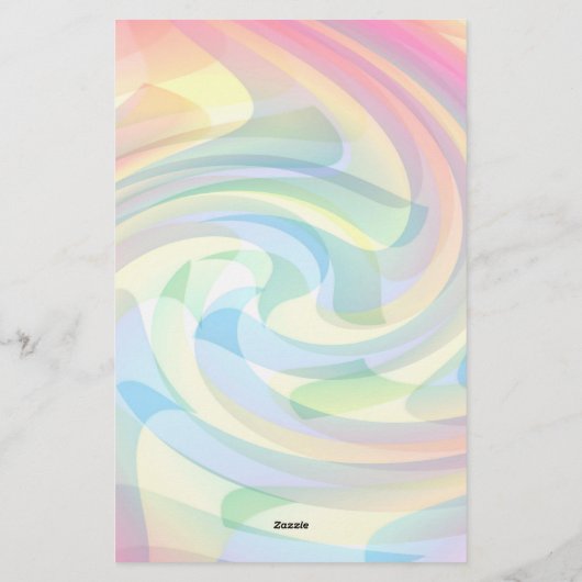 Papeterie Couleurs douces Pastel Swirl Jaune Rose Bleu Abstr (Dos)