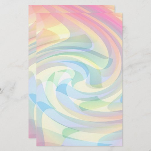 Papeterie Couleurs douces Pastel Swirl Jaune Rose Bleu Abstr (Devant / Derrière)