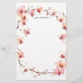 Papeterie Couronne de fleurs d'orchidée rose en aquarelle (Devant)