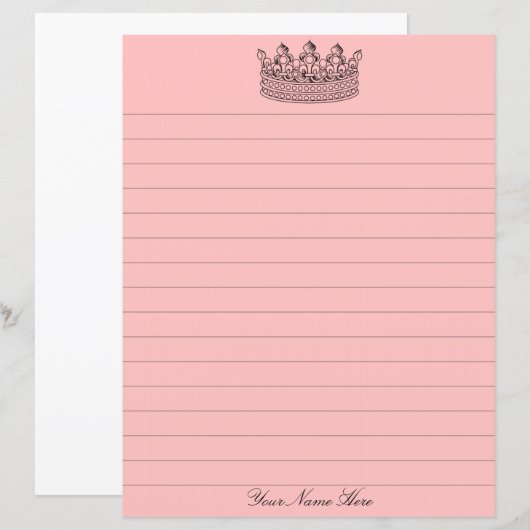 Papeterie Couronne rose (Devant / Derrière)