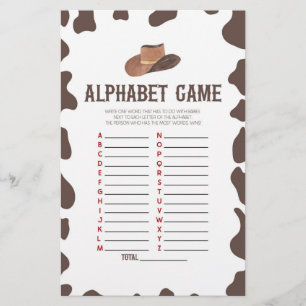 Papeterie Cowboy Rodeo Western Alphabet Baby shower Jeu