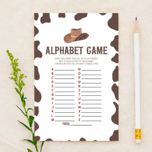 Papeterie Cowboy Rodeo Western Alphabet Baby shower Jeu