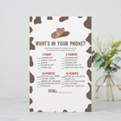 Papeterie Cowboy Rodeo What's In Your Phone Baby shower Game (Debout devant)