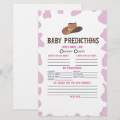 Papeterie Cowgirl Rodeo Baby shower Prédictions Activité (Devant / Derrière)
