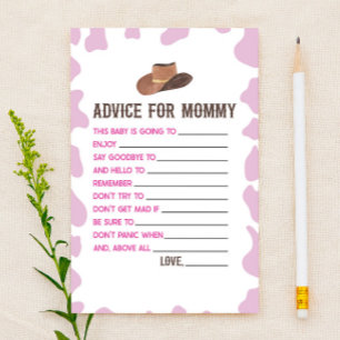 Papeterie Cowgirl Rodeo Conseils Baby shower Activité de jeu