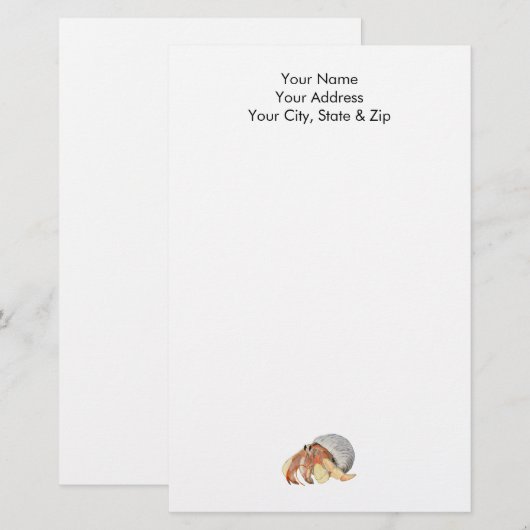 Papeterie Crabe hermite (Devant / Derrière)