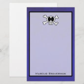 Papeterie Crâne mou et os croisés sur Arrière - plan pourpre (Devant / Derrière)