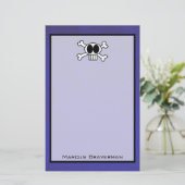 Papeterie Crâne mou et os croisés sur Arrière - plan pourpre (Debout devant)