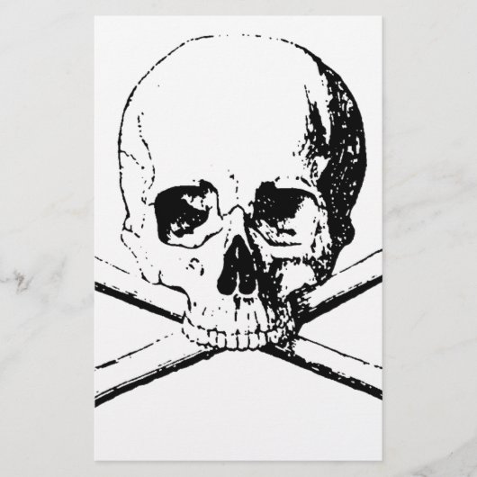 Papeterie Crâne noir et blanc et les os (Devant)