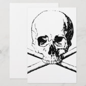 Papeterie Crâne noir et blanc et les os (Devant / Derrière)