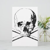Papeterie Crâne noir et blanc et os (Debout devant)