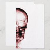 PAPETERIE CRÂNE SQUELETTIQUE DE VISION DE RAYON X - ROUGE (Devant / Derrière)