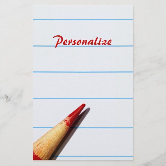 Papeterie Crayon De L'Enseignant Rouge Sur Papier Linqué Ave (Devant)