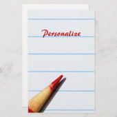 Papeterie Crayon De L'Enseignant Rouge Sur Papier Linqué Ave (Devant / Derrière)