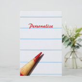 Papeterie Crayon De L'Enseignant Rouge Sur Papier Linqué Ave (Debout devant)