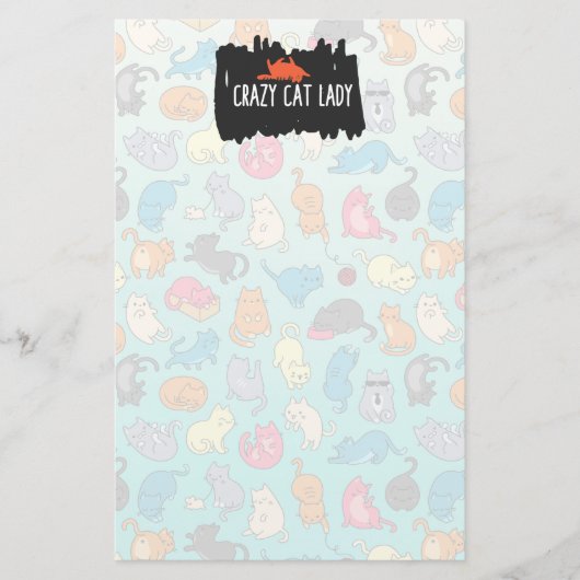 Papeterie Crazy Cat Lady Cute et Playay Cat Motif (Devant)