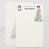 Papeterie Créatrice de mode de mariage en couture aquarelle (Devant / Derrière)