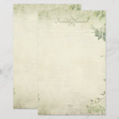 Papeterie Créez Votre Propre Feuillage Vert Shabby Chic (Devant / Derrière)