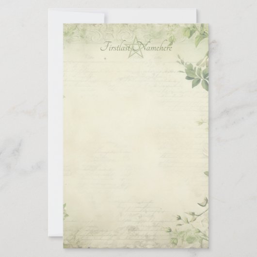 Papeterie Créez Votre Propre Feuillage Vert Shabby Chic (Devant)