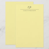 Papeterie Crème Moderne Calligraphie Monogrammée Nom Simple (Devant / Derrière)