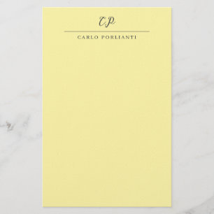 Papeterie Crème Moderne Calligraphie Monogrammée Nom Simple