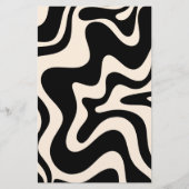 Papeterie Crème noire Motif Abstraite Retro Liquid Swirl (Devant)