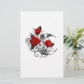 Papeterie Croissant mécanique avec roses rouges (Debout devant)