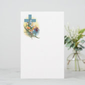 Papeterie Croix Bleue Aux Fleurs Et Bateaux (Debout devant)