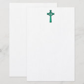 Papeterie Croix céleste métallique verte (Devant / Derrière)