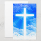 Papeterie Croix de lumière Jésus-Christ chrétien personnalis (Devant / Derrière)