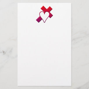 Papeterie Croix et coeur #1 (rouge à trois