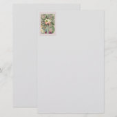 Papeterie Croix florale verte (Devant / Derrière)