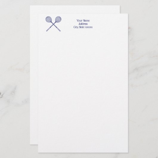 Papeterie Crossed Squash Racquets Blue (Devant / Derrière)