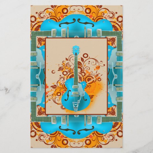 Papeterie Cru grunge floral de guitare acoustique (Devant)