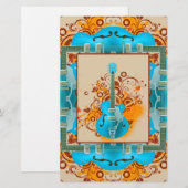 Papeterie Cru grunge floral de guitare acoustique (Devant / Derrière)