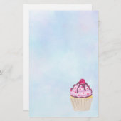 Papeterie Cupcake sucré avec framboise sur le dessus (Devant / Derrière)