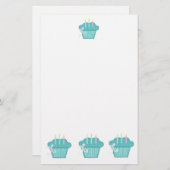Papeterie Cupcakes bleus (Devant / Derrière)