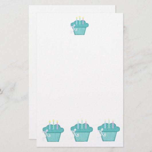 Papeterie Cupcakes bleus (Devant / Derrière)