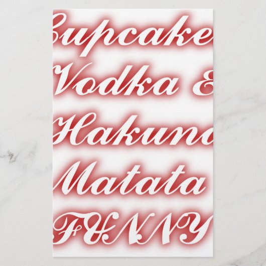 Papeterie Cupcakes Rouge Vodka Hakuna Matata FUNNY. (Devant)