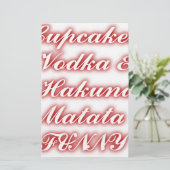 Papeterie Cupcakes Rouge Vodka Hakuna Matata FUNNY. (Debout devant)