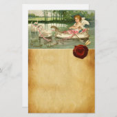 PAPETERIE CUPID VALENTINE, PULSÉ PAR DES SWANS, SCEAU DE CIR (Devant / Derrière)