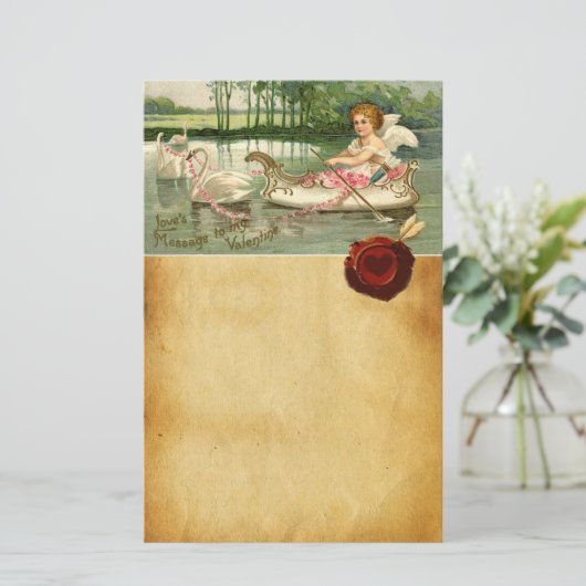 PAPETERIE CUPID VALENTINE, PULSÉ PAR DES SWANS, SCEAU DE CIR (Debout devant)