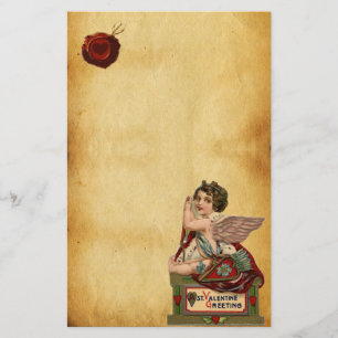 PAPETERIE CUPIDE VALENTINE AVEC FLÈCHES, PARCHEMENT DE SCEAU