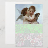 Papeterie Cupidon et Psyché comme Enfants bleu blanc vert (Devant / Derrière)