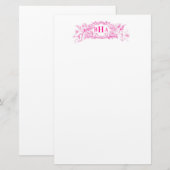 Papeterie Cupidons roses et Monogramme (Devant / Derrière)