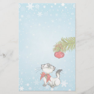 Papeterie Curieux Chat Kitty Dans Une Boue De Noël Rouge