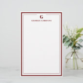 Papeterie Custom Monogram Cinnamon Rose Border Stationery  (Debout devant)