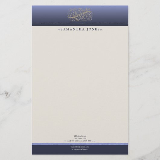 Papeterie Customisée Victorian Thistle Blue (Devant)