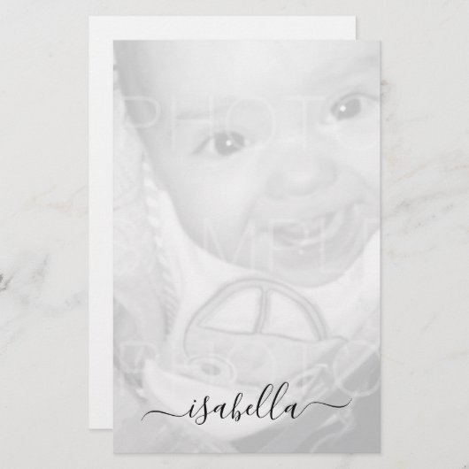 Papeterie Customisez votre photo noir blanc Nom du monogramm (Devant / Derrière)